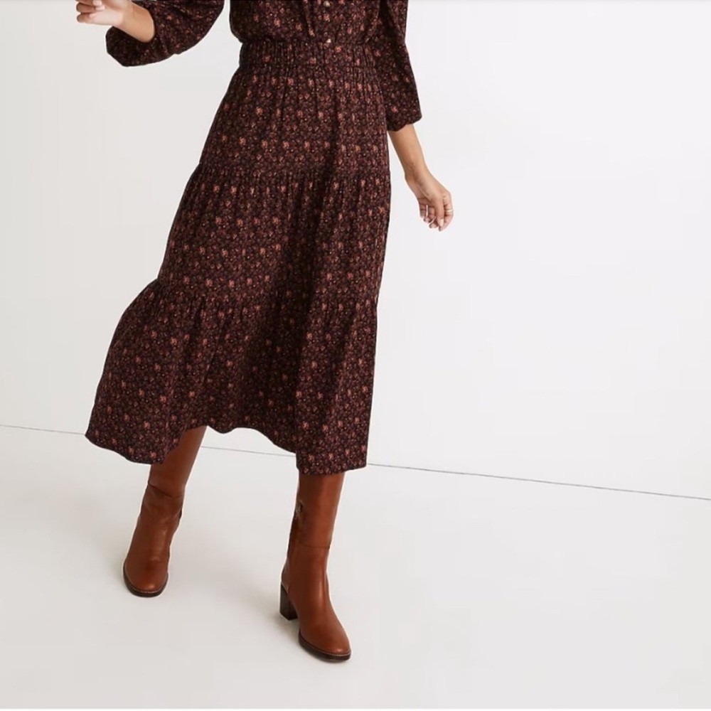 Madewell Pull-On Tiered Maxi Skirt in Orchard Mile Size Medium